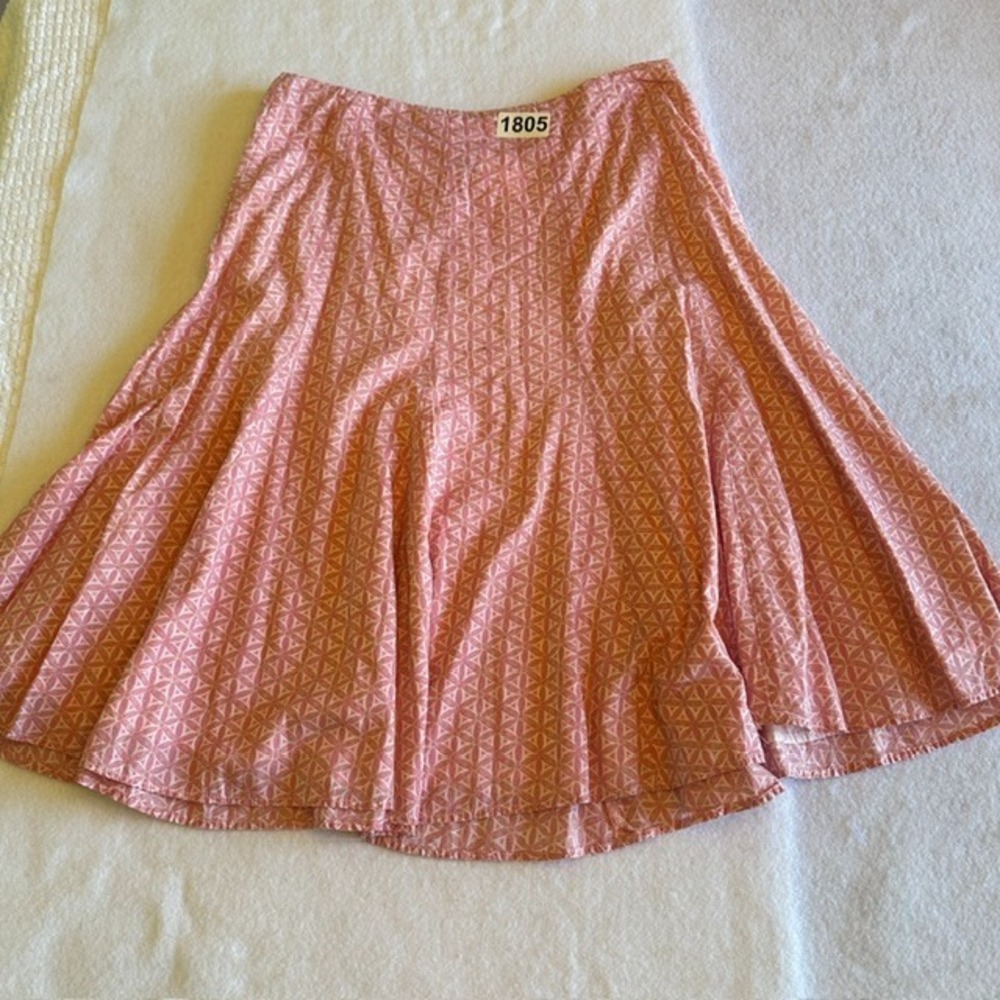 GAP Pink Geometric Tile Flare Skirt Size 10 Womens Lined Pleated Midi Y2K Flowy